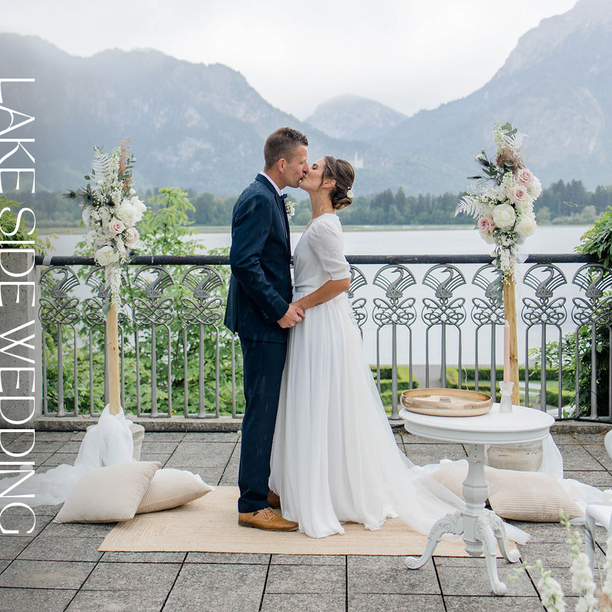 Creamore Events Dekoverleih in Stuttgart, Hochzeit in Fuessen Bayern, Freie Trauung am Wasser